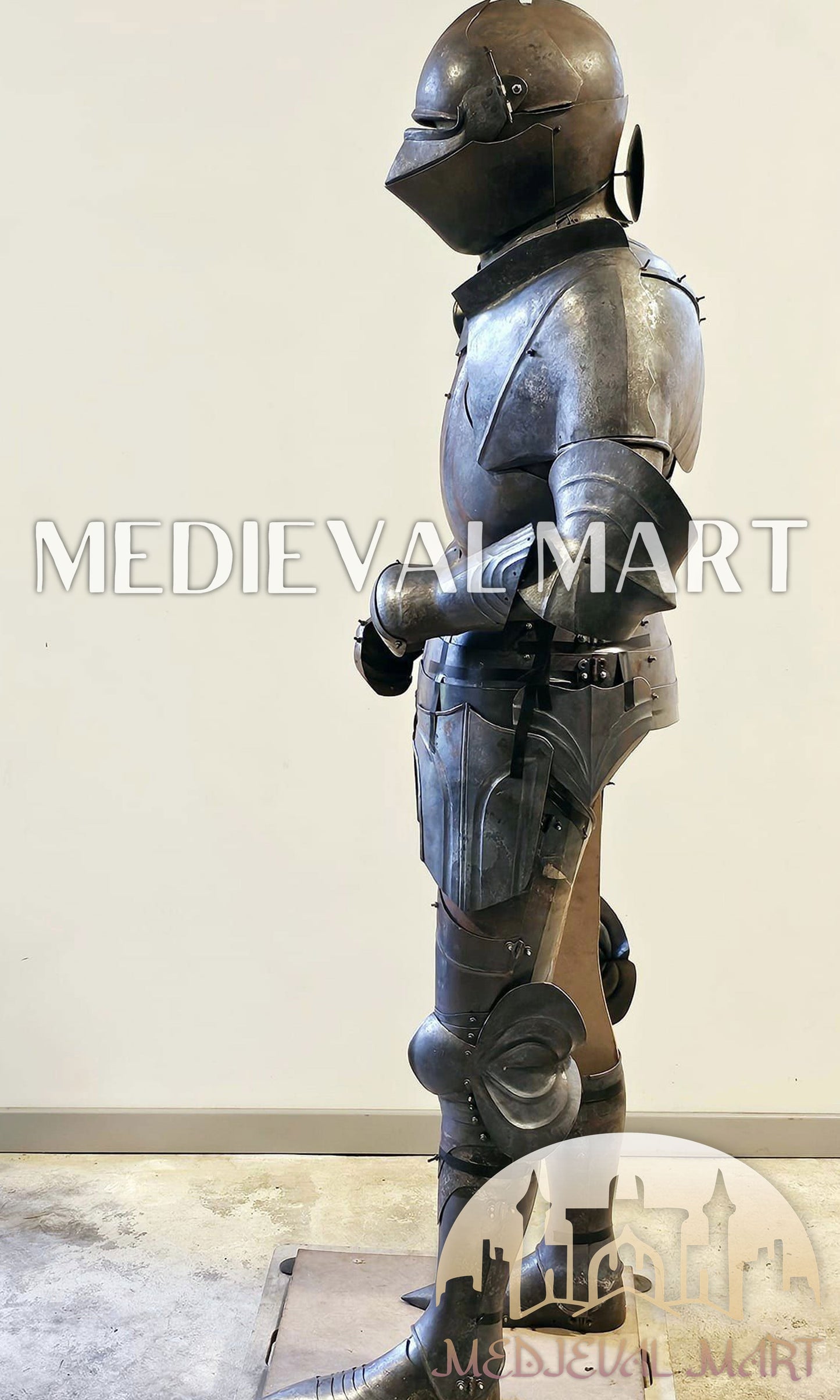 MEDIEVALMART FR Armure de Combat du XIVe Siècle – Ensemble Complet d’Armure de Buhurt avec Bassinet Klappvisor & Épée