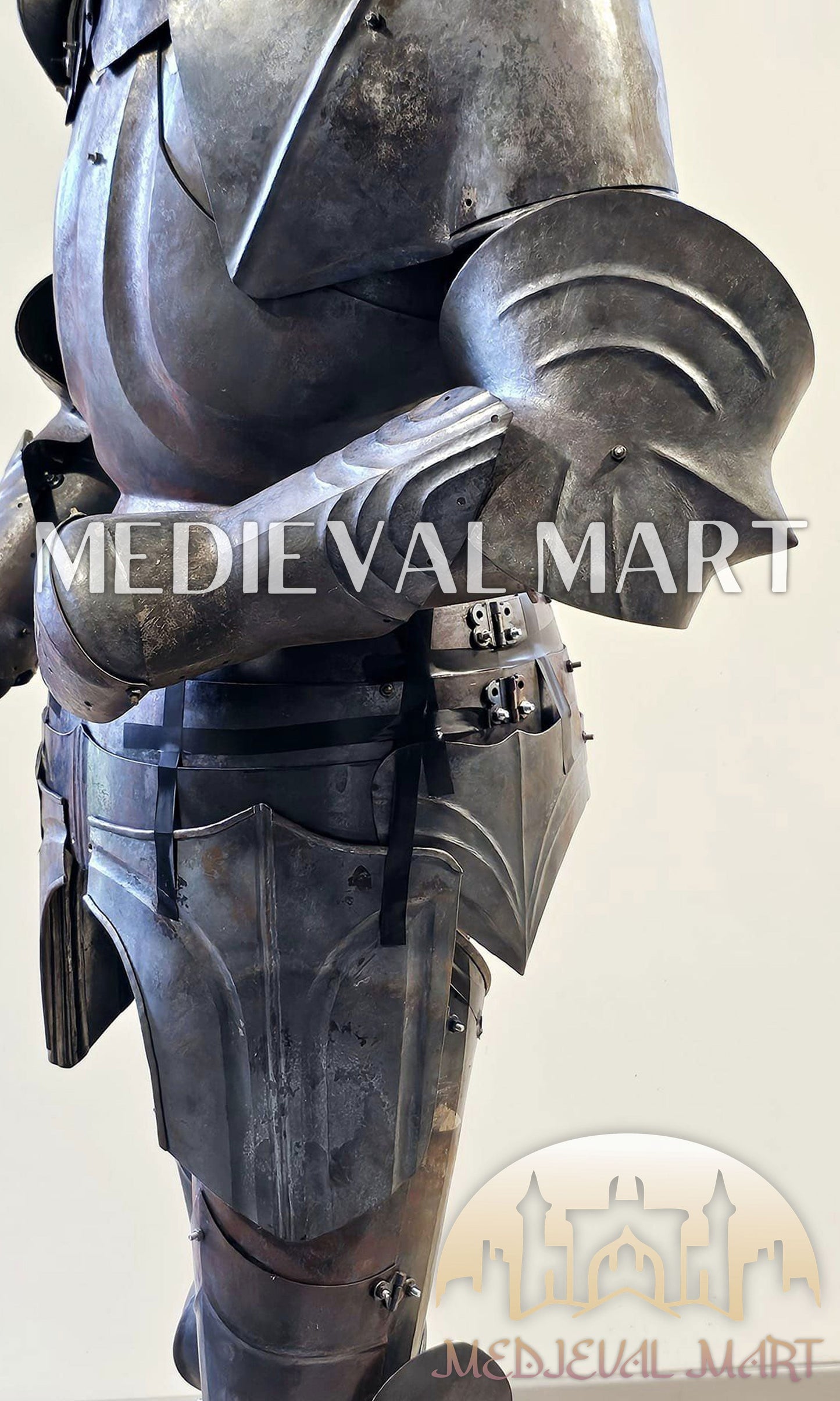 MEDIEVALMART FR Armure de Combat du XIVe Siècle – Ensemble Complet d’Armure de Buhurt avec Bassinet Klappvisor & Épée